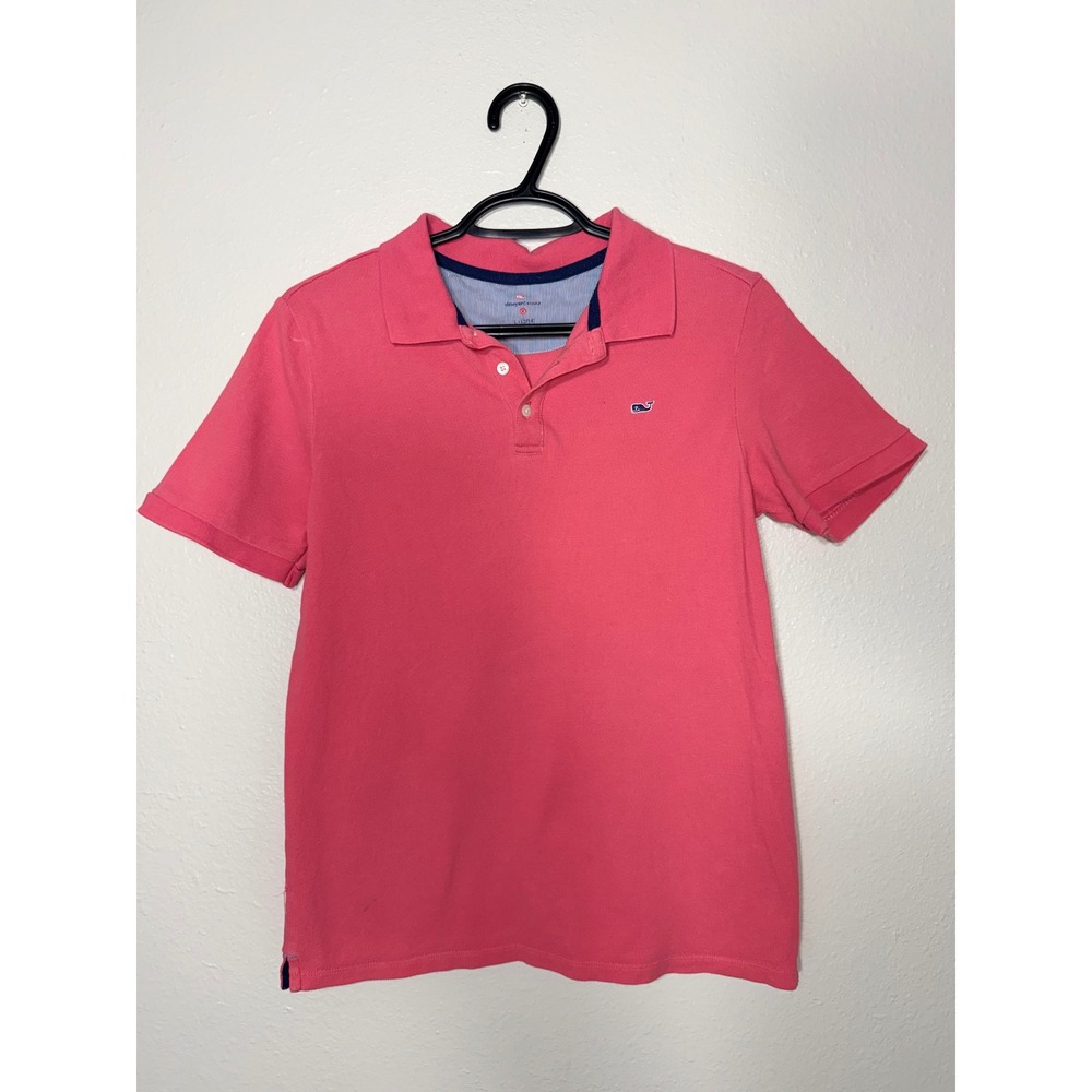 Vineyard Vines for Target Boys Coral Pink Whale Polo Shirt Large 12/14